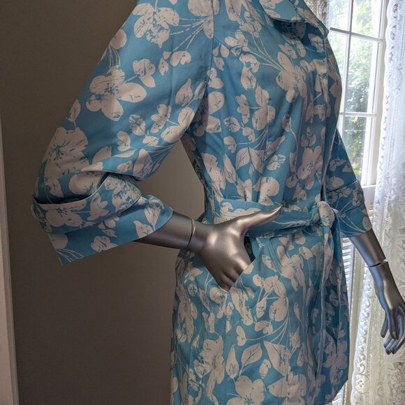 Madison Robin Egg Blue Floral "Trench" Coat NWT - Picture 5 of 16
